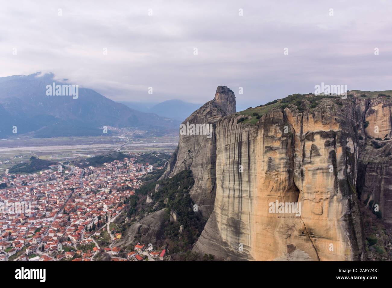 View of the amazing Meteora rocks and the monasteries on top of them.A ...