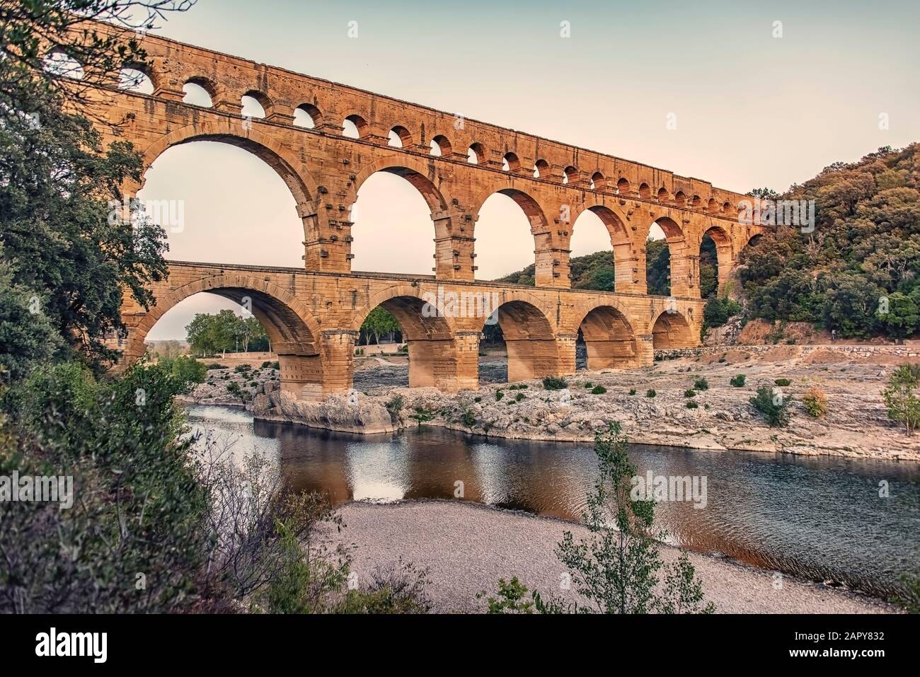 Pont du Gard in France, an UNESCO world heritage site Stock Photo