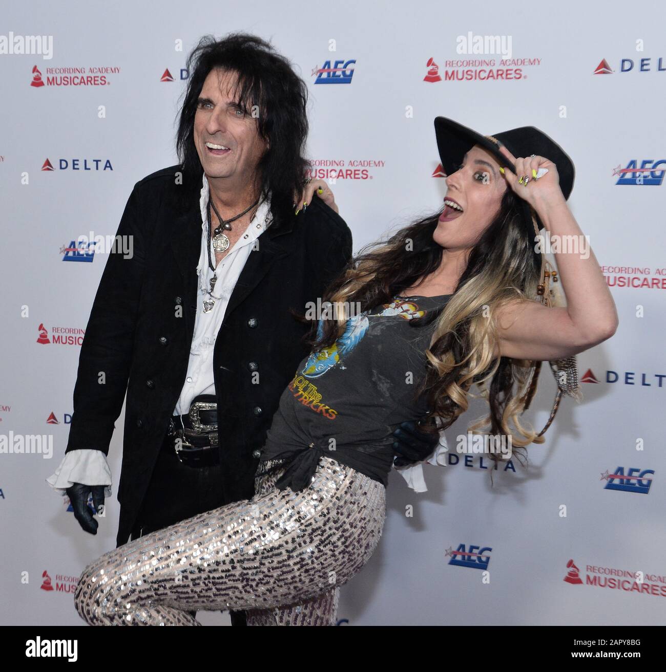 Los Angeles, USA. 25th Jan, 2020. Alice Cooper and his daughter Calico Cooper arrive for the MusiCares Person of the Year gala honoring Aerosmith at the Los Angeles Convention Center in Los Angeles on Friday, January 24, 2020. Photo by Jim Ruymen/UPI Credit: UPI/Alamy Live News Stock Photo