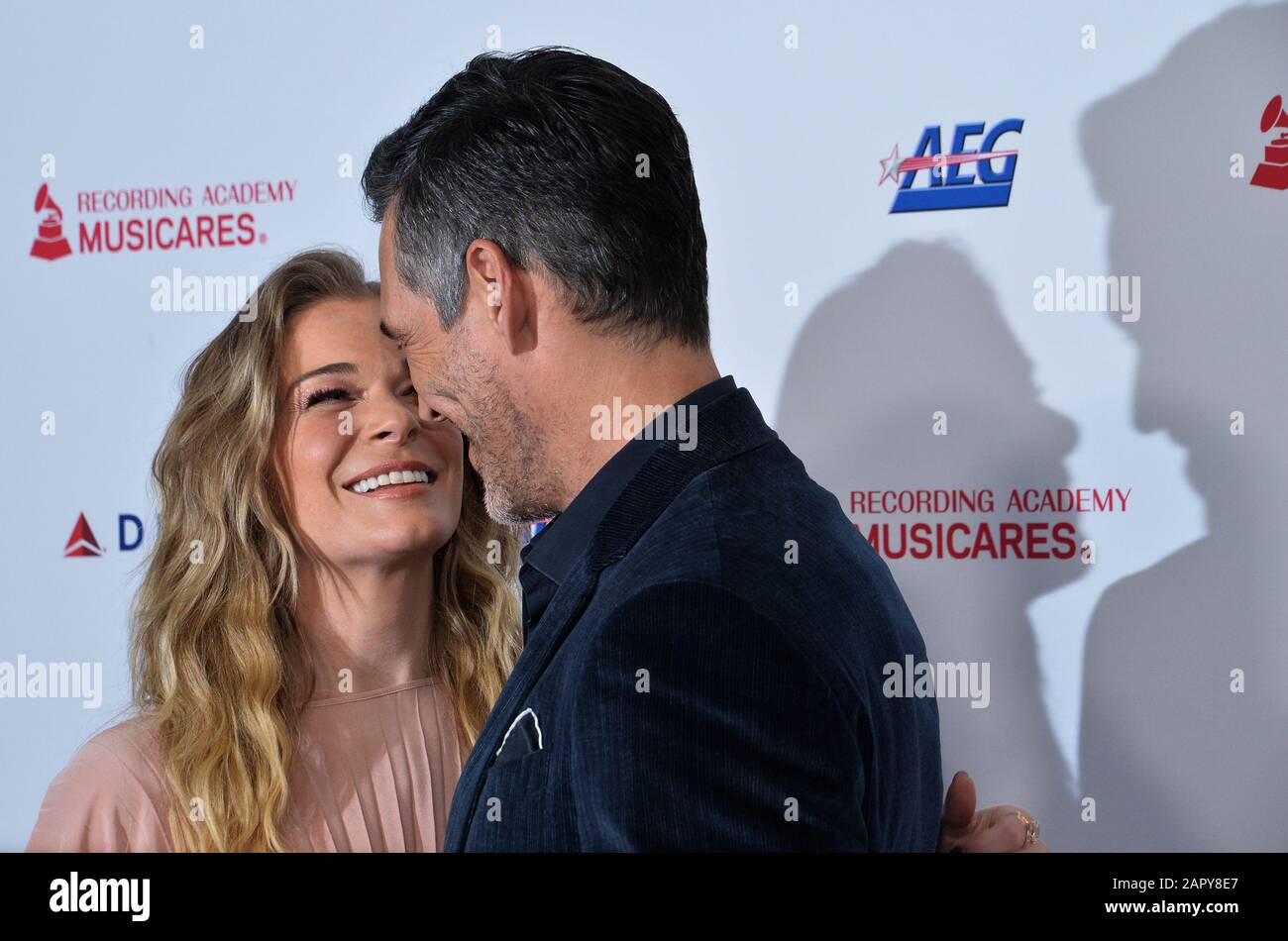 Los Angeles, USA. 25th Jan, 2020. LeAnn Rimes and Eddie Cibrian arrive for the MusiCares Person of the Year gala honoring Aerosmith at the Los Angeles Convention Center in Los Angeles on Friday, January 24, 2020. Photo by Jim Ruymen/UPI Credit: UPI/Alamy Live News Stock Photo
