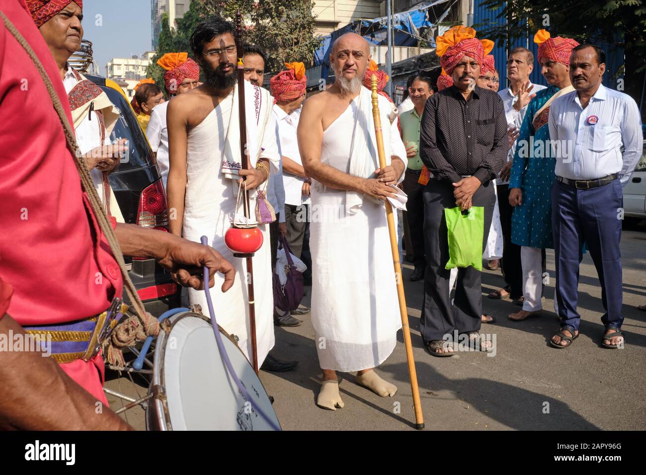 A Jain religious procession following a childrens' initiation ceremony (Deeksha, Diksha), in