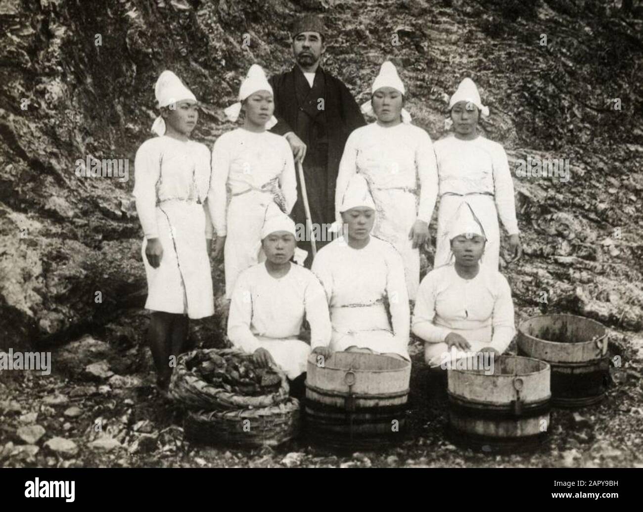 Pearl divers. The Japanese Kokichi Mikimoto has come up with a way to