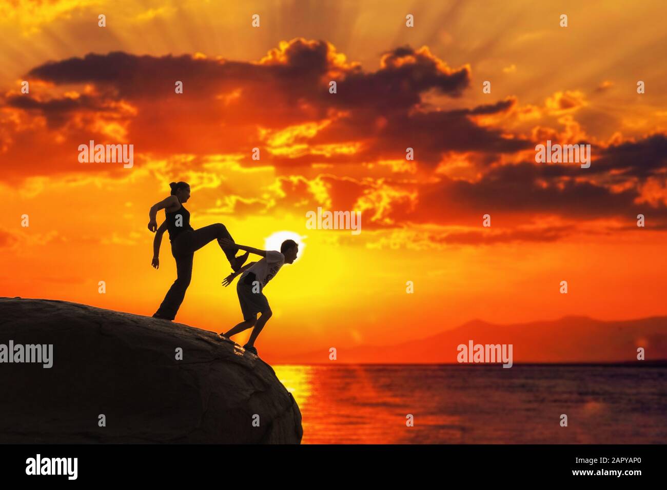 Wife betrayed her husband by the kick Stock Photo - Alamy