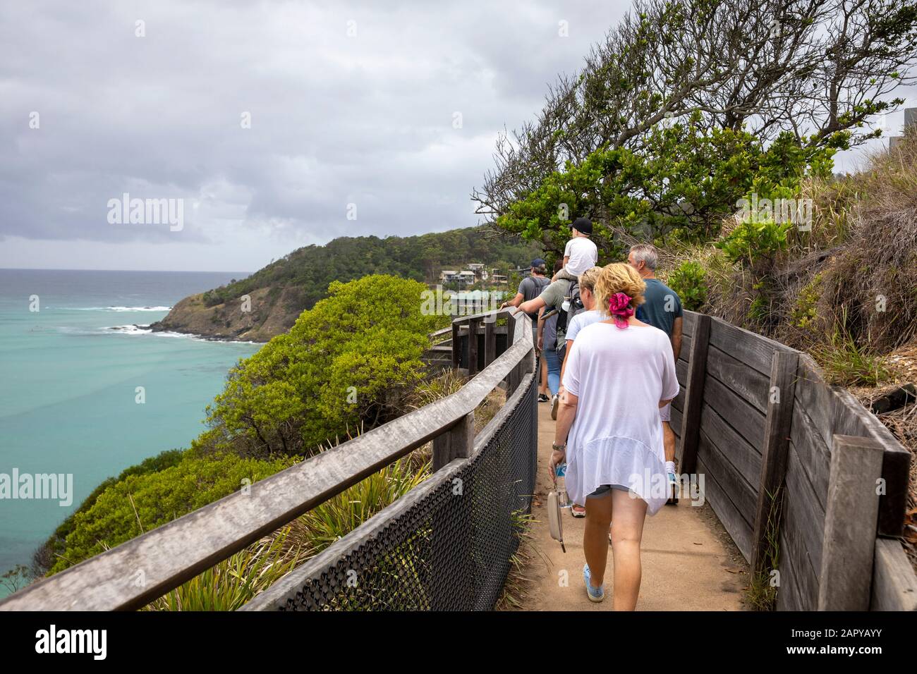 Byron Bay, Cape Byron coastal walk path is popular with tourists and visitors to the town, Australia Stock Photo