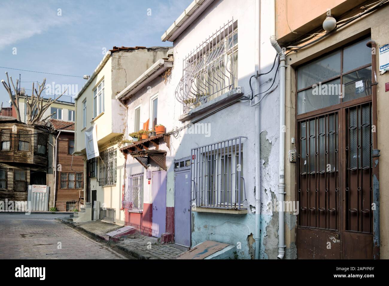 Istanbul, Turkey - January 14, 2020: old traditional houses in historical Fatih area of Istanbul Stock Photo