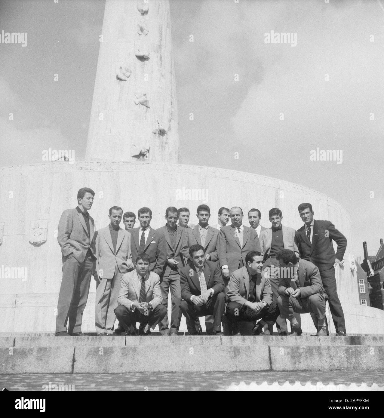 Turkish football team in Amsterdam Date: May 3, 1958 Location: Amsterdam, Noord-Holland Keywords: group portraits, footballers Stock Photo