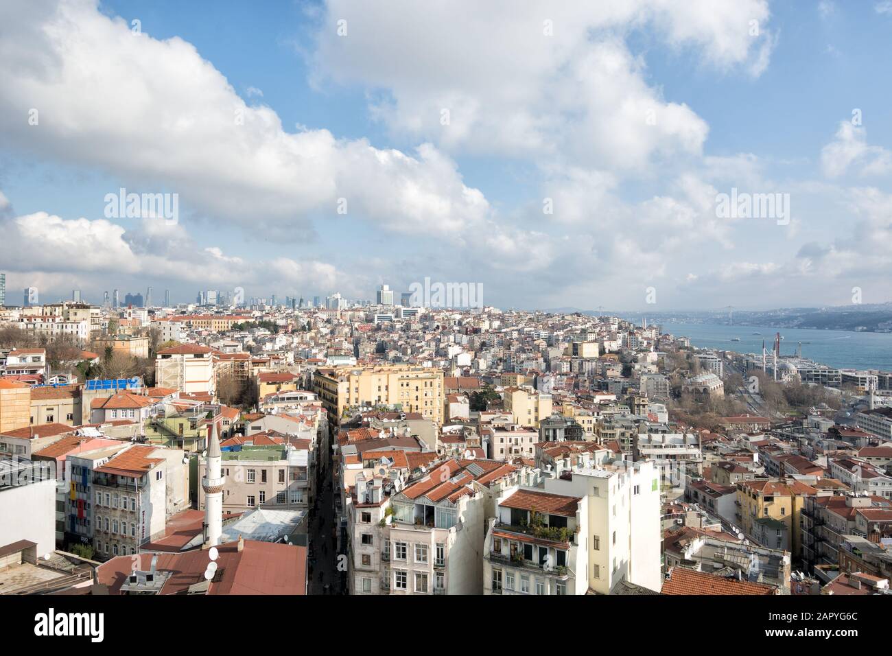View over the city of Istanbul and Bosporus from above Stock Photo