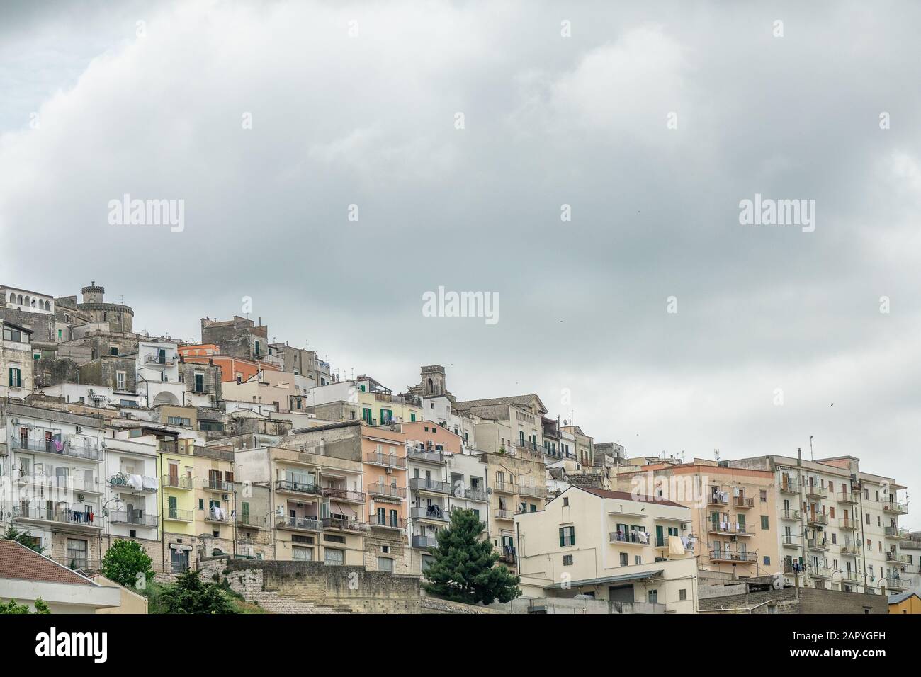 Wide angle shot of the buildings of a city under a cloudy sky Stock ...