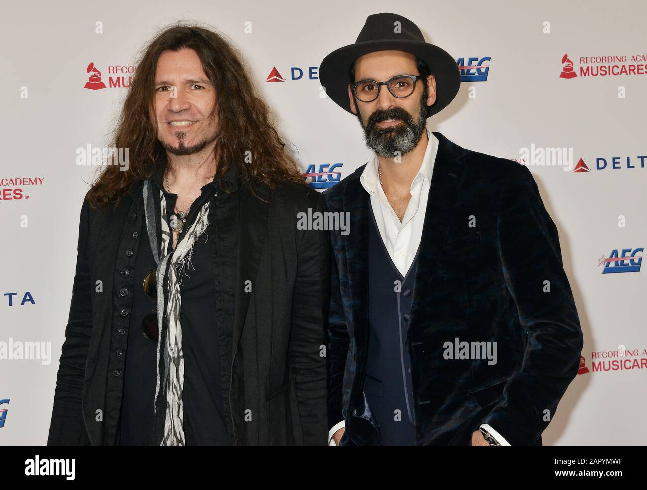 Los Angeles, USA. 24th Jan, 2020. Phil X - BonJovi, Cesar Gueikian -Gibson attends MusiCares Person of the Year honoring Aerosmith at West Hall at Los Angeles Convention Center on January 24, 2020 in Los Angeles, California. Credit: Tsuni/USA/Alamy Live News Stock Photo
