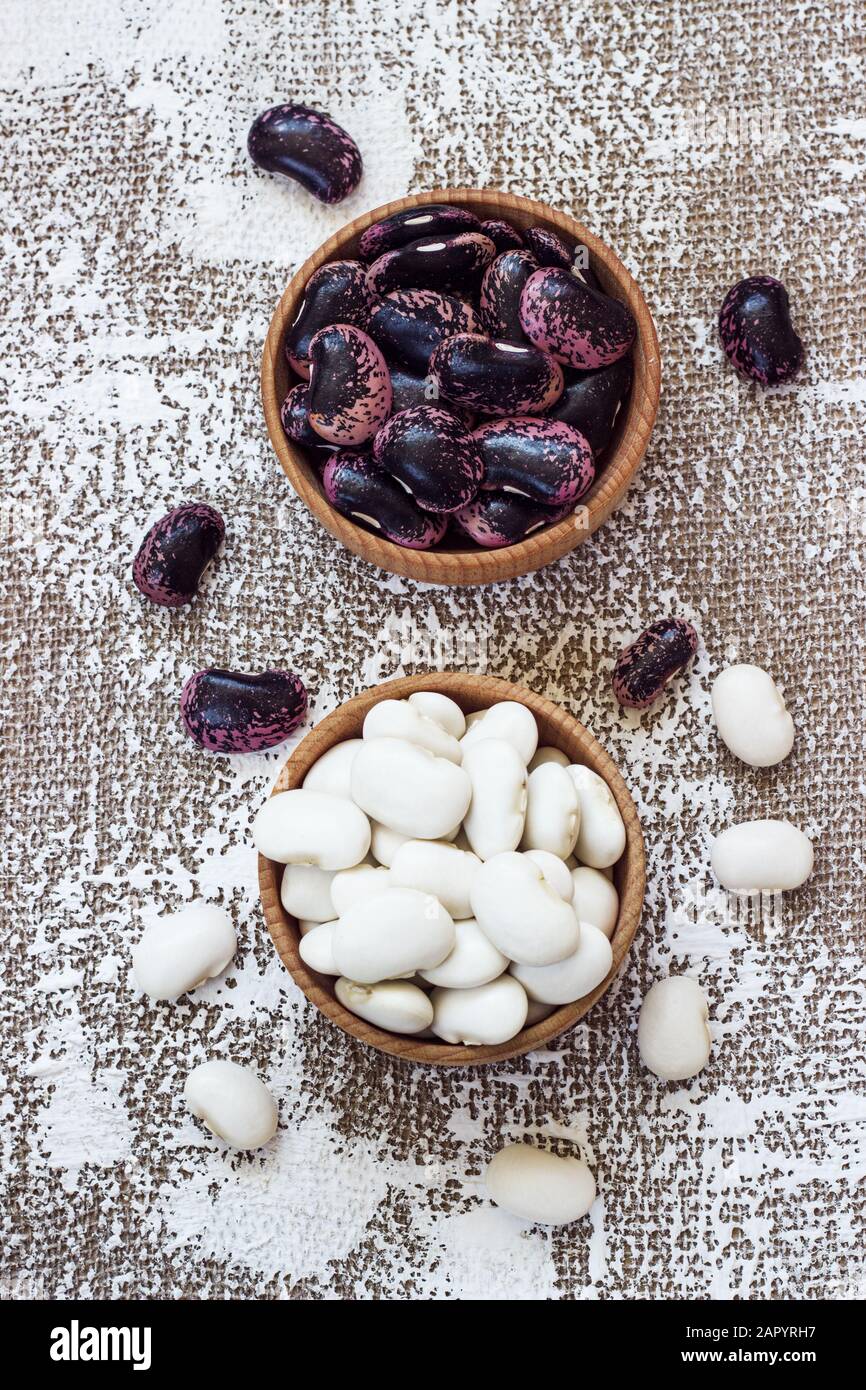 Different types of legumes Cannellini Beans, Black and Red Kidney Beans, Lima and Pinto Beans