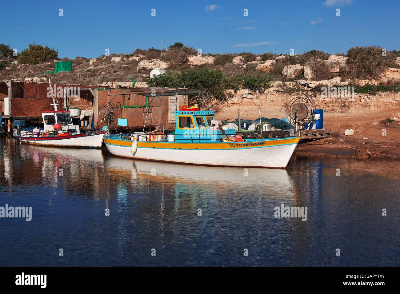 Potamos village/Cyprus - 08 Jan 2016: Boats in Potamos village, Cyprus Stock Photo