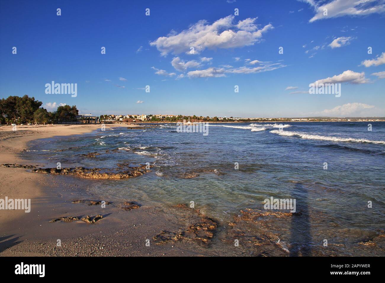 The coastline of Mediterranean sea, Potamos village, Cyprus Stock Photo