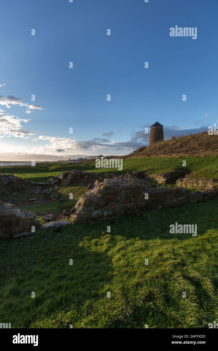 Fife Coastal Path, Scotland. Picturesque silhouetted view of the Fife Coastal Footpath between
