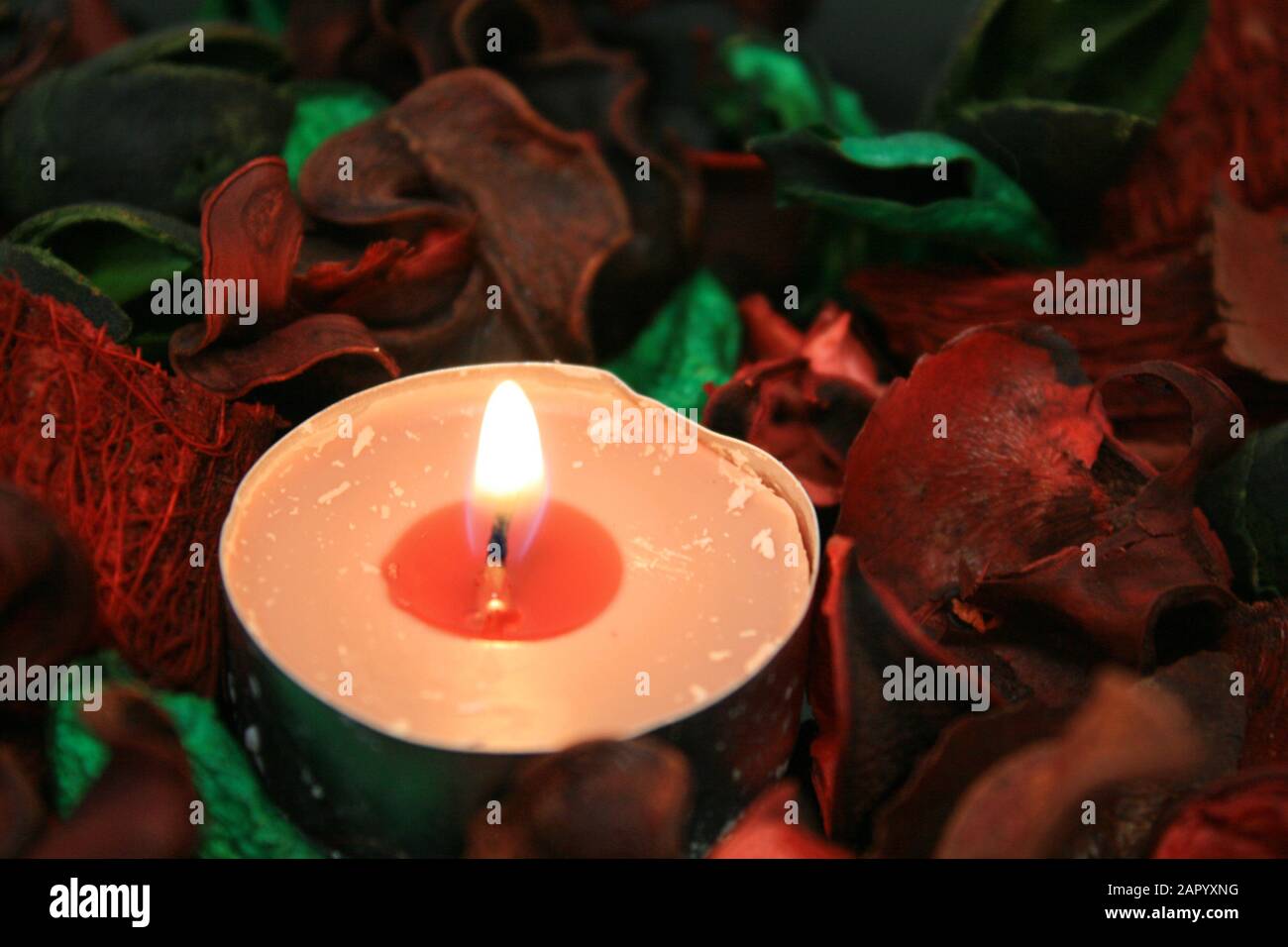 Still life of potpourri and candle Stock Photo Alamy