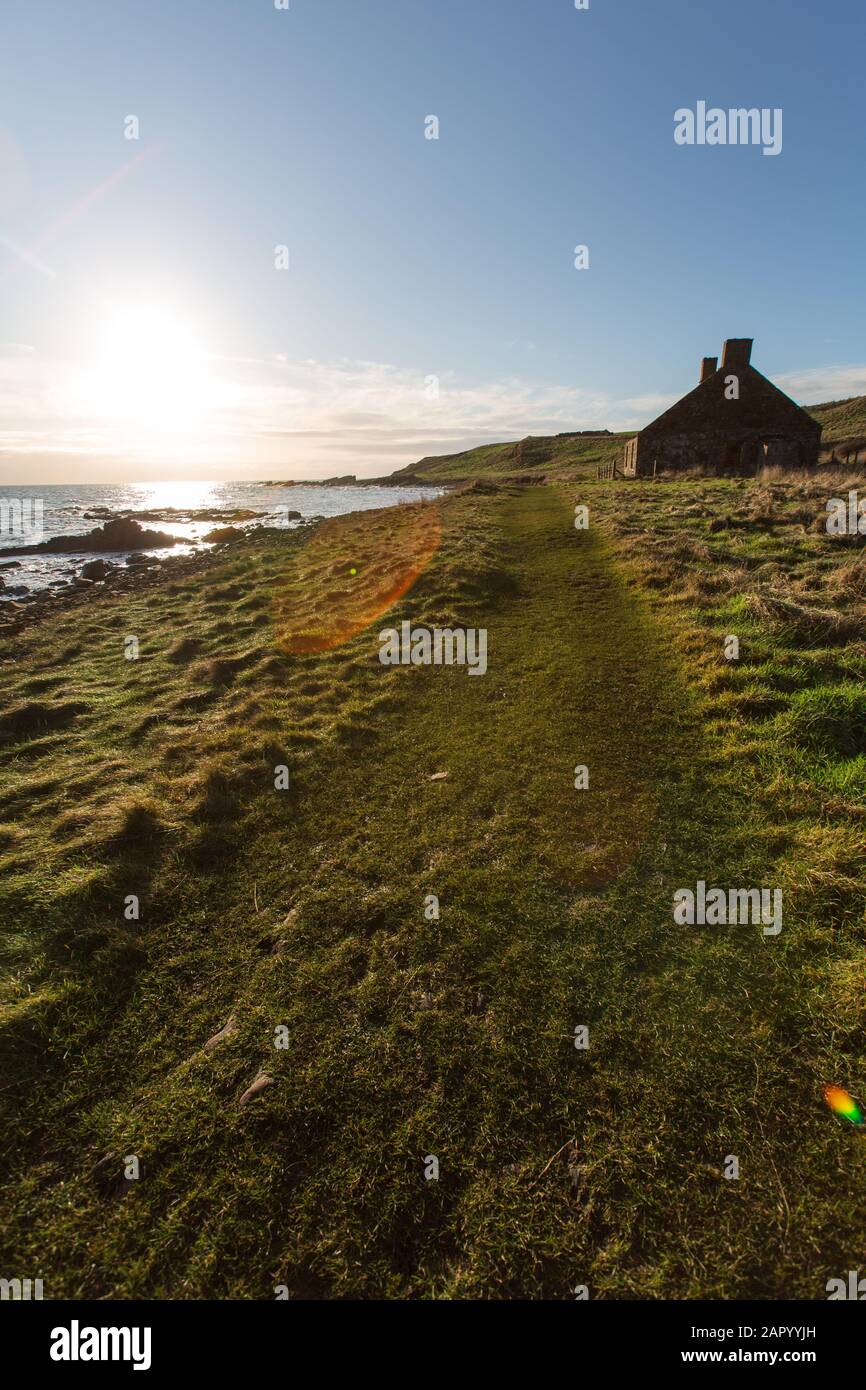 Fife Coastal Path, Scotland. Picturesque silhouetted view of the Fife