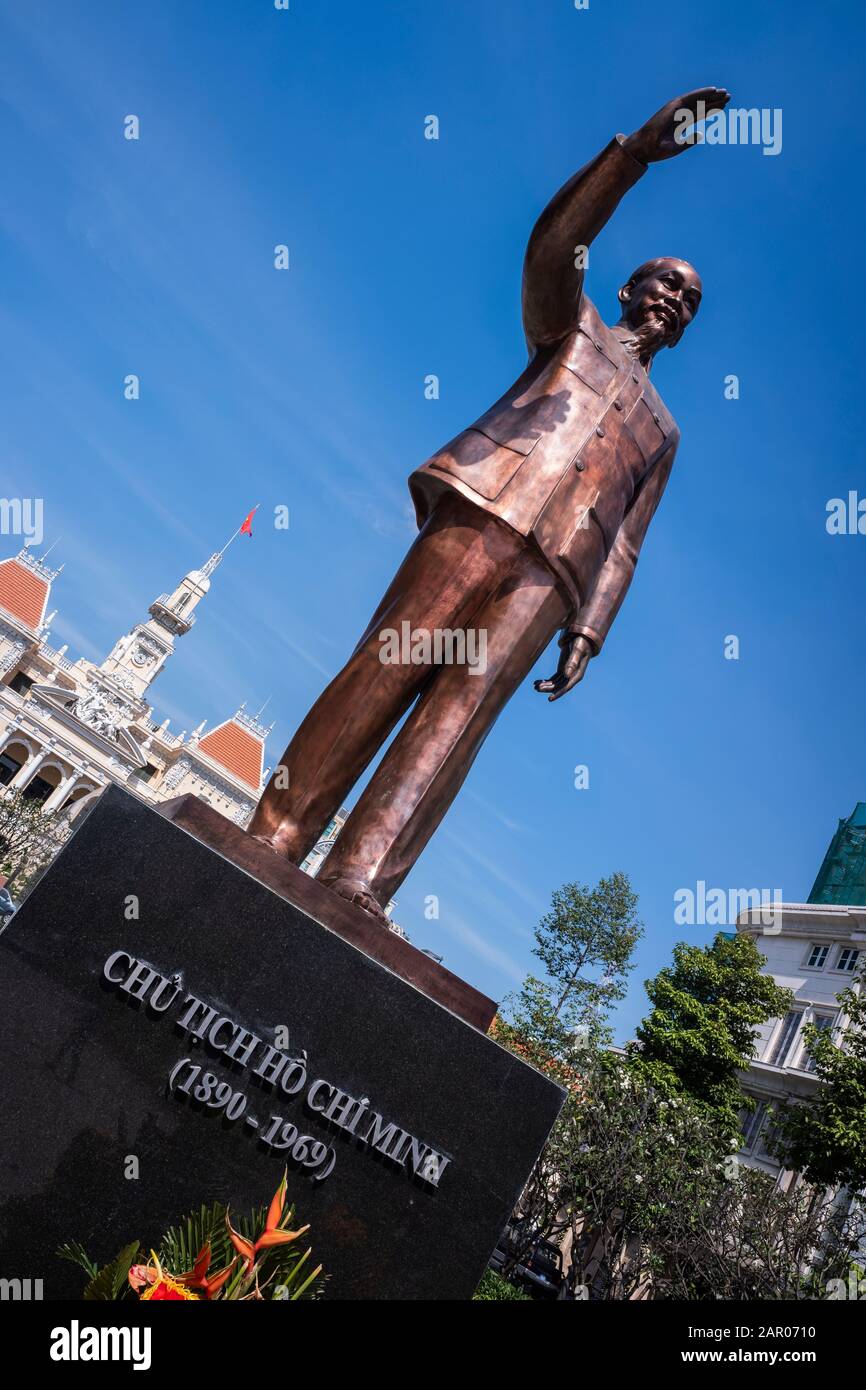 Ho Chi Minh statue, father figure of modern day Vietnam, Ho Chi Minh City, Vietnam Stock Photo