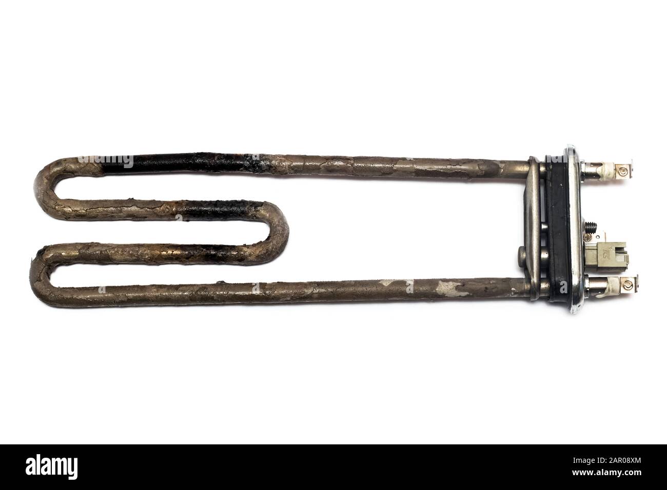 Burnt detail of a washing machine, isolated Stock Photo Alamy