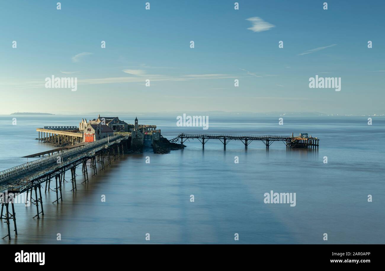 Birnbeck Pier at Sunset. Stock Photo