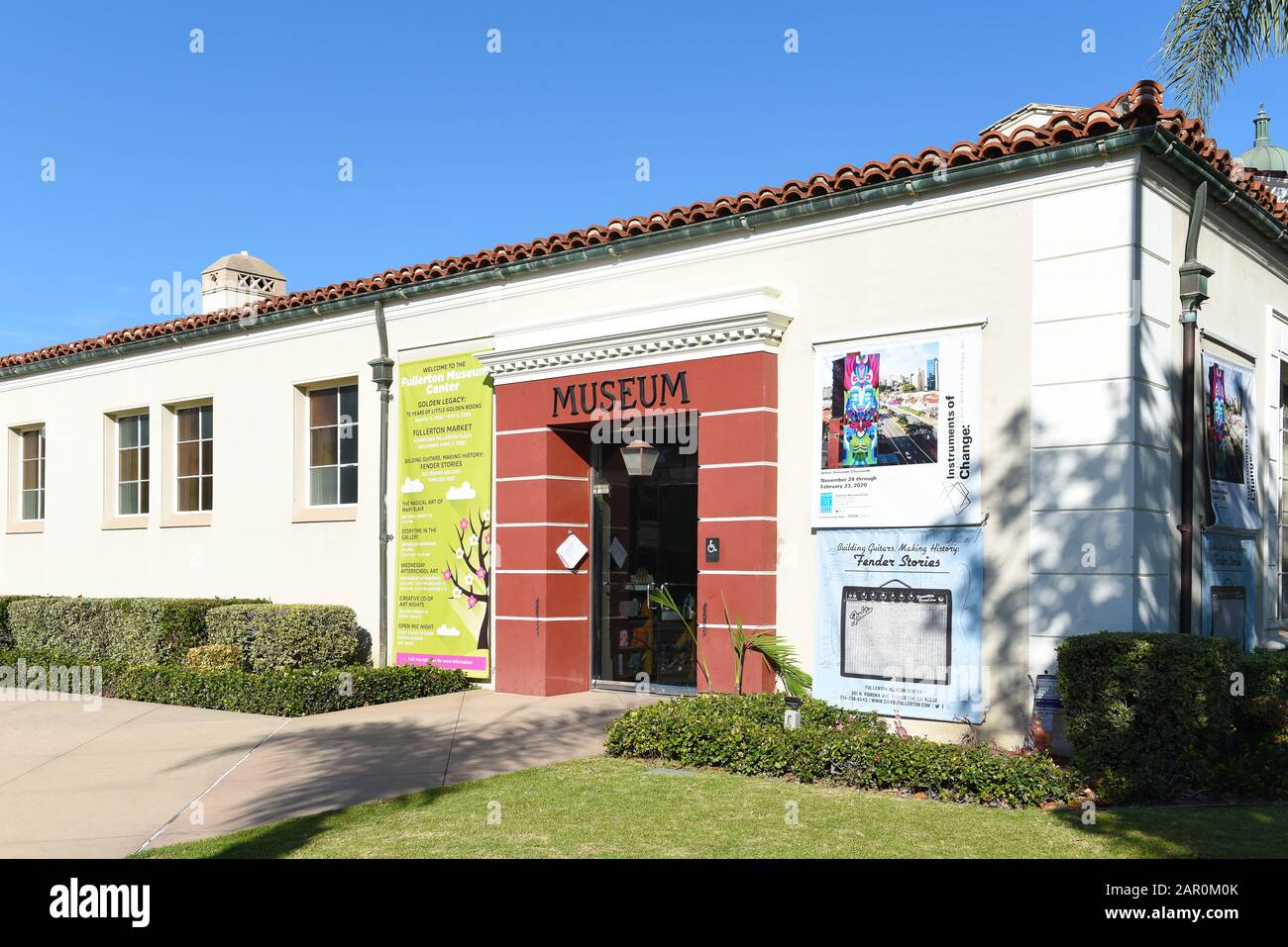 FULLERTON, CALIFORNIA - 24 JAN 2020: Fullerton Museum Center, an Educational space showcasing diverse exhibitions and programs in history, science, ar Stock Photo