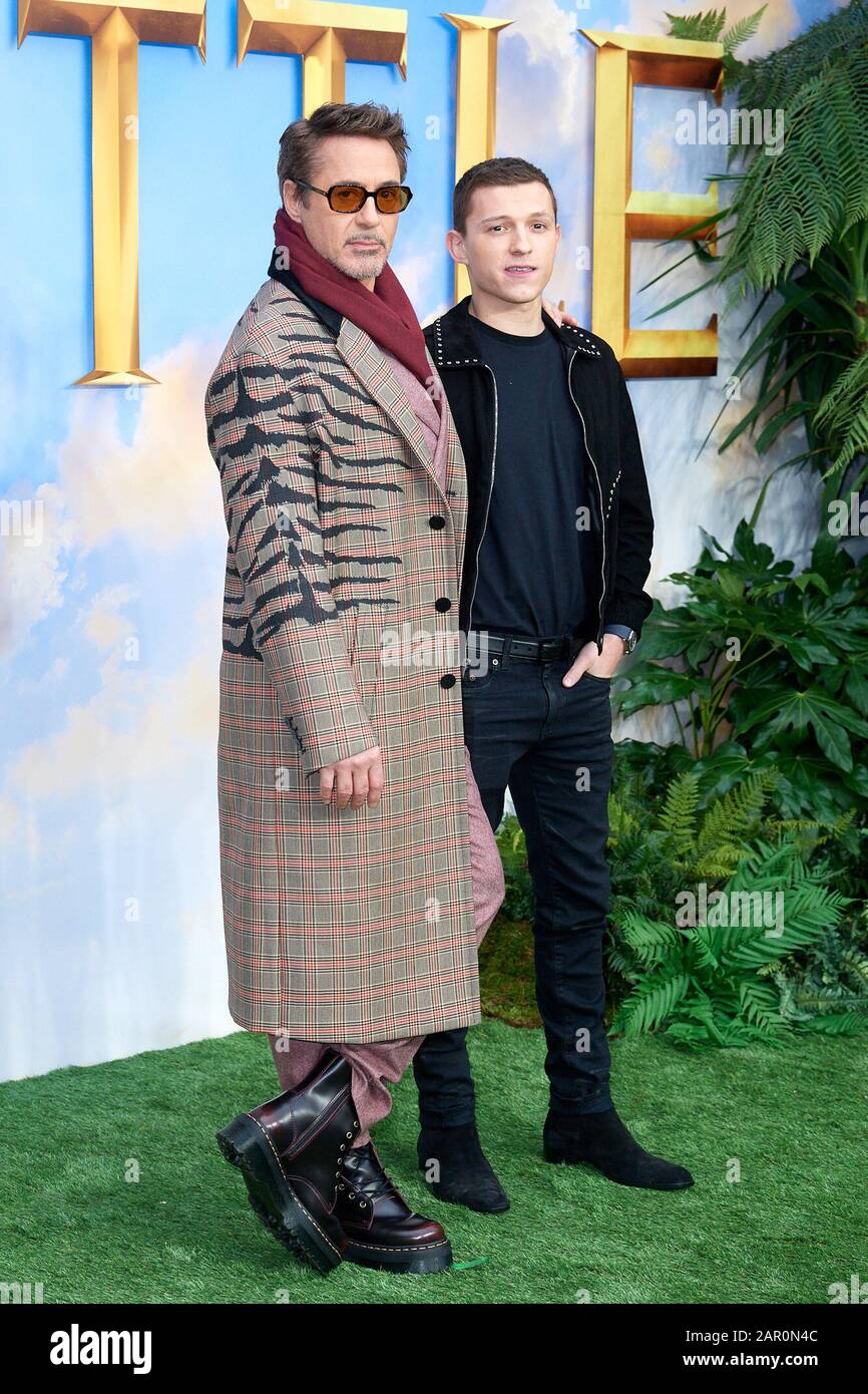 Robert Downey Jr and Tom Holland attend the "Dolittle" special screening at  Cineworld Leicester Square in London Stock Photo - Alamy