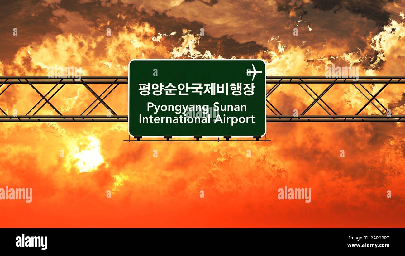 Pyongyang Highway Sign Pyongyang North Korea Airport Highway Sign in an Amazing Sunset Sunrise ...