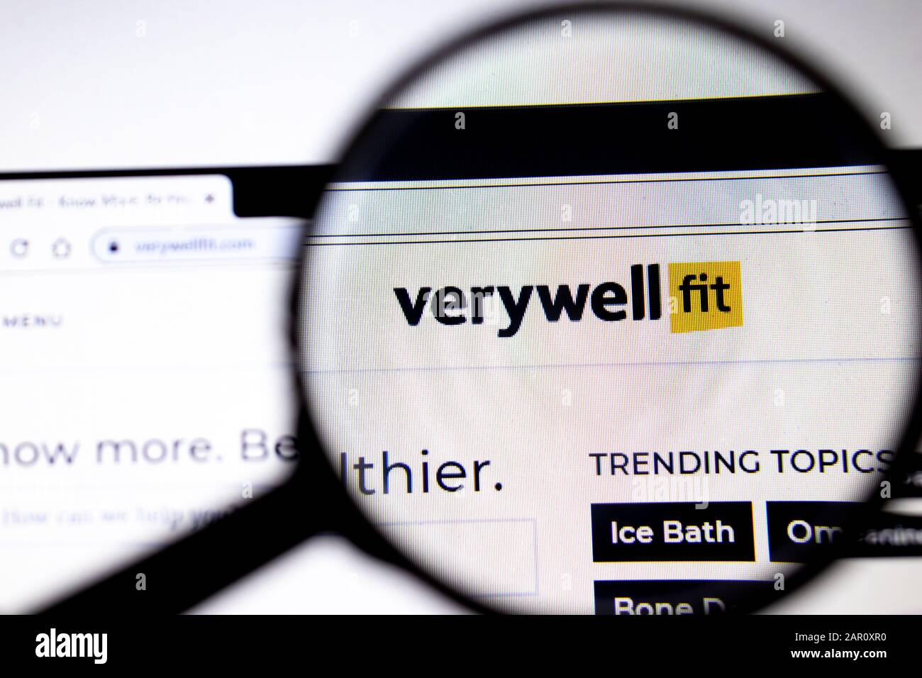 Los Angeles, California, USA - 25 January 2020: Verywellfit website page. Verywellfit.com logo on display screen, Illustrative Editorial Stock Photo