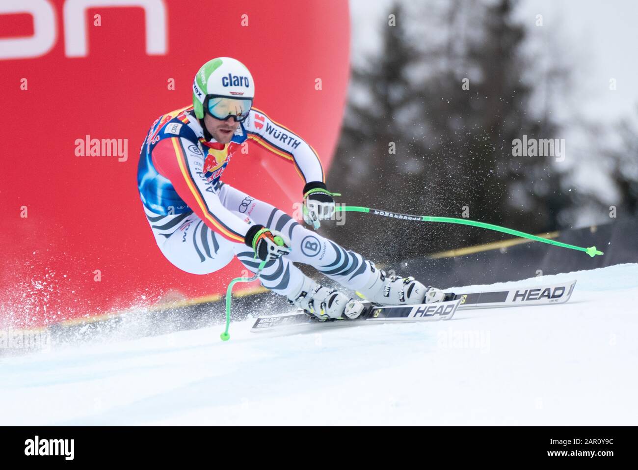 Dominik Schwaiger of Germany at the Ski Alpin: 80. Hahnenkamm Race 2020 - Audi FIS Alpine Ski World Cup - Men's Downhill at the Streif on January 25, 2020 in Kitzbuehel, AUSTRIA. Credit: European Sports Photographic Agency/Alamy Live News Stock Photo
