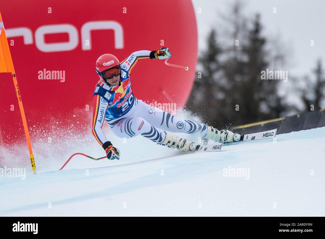 Josef Ferstl of Germany at the Ski Alpin: 80. Hahnenkamm Race 2020 - Audi FIS Alpine Ski World Cup - Men's Downhill at the Streif on January 25, 2020 in Kitzbuehel, AUSTRIA. Credit: European Sports Photographic Agency/Alamy Live News Stock Photo