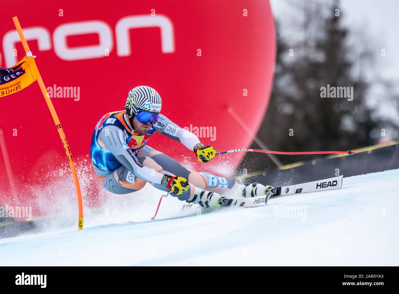 Kjetil Jansrud of Norway at the Ski Alpin: 80. Hahnenkamm Race 2020 - Audi FIS Alpine Ski World Cup - Men's Downhill at the Streif on January 25, 2020 in Kitzbuehel, AUSTRIA. Credit: European Sports Photographic Agency/Alamy Live News Stock Photo