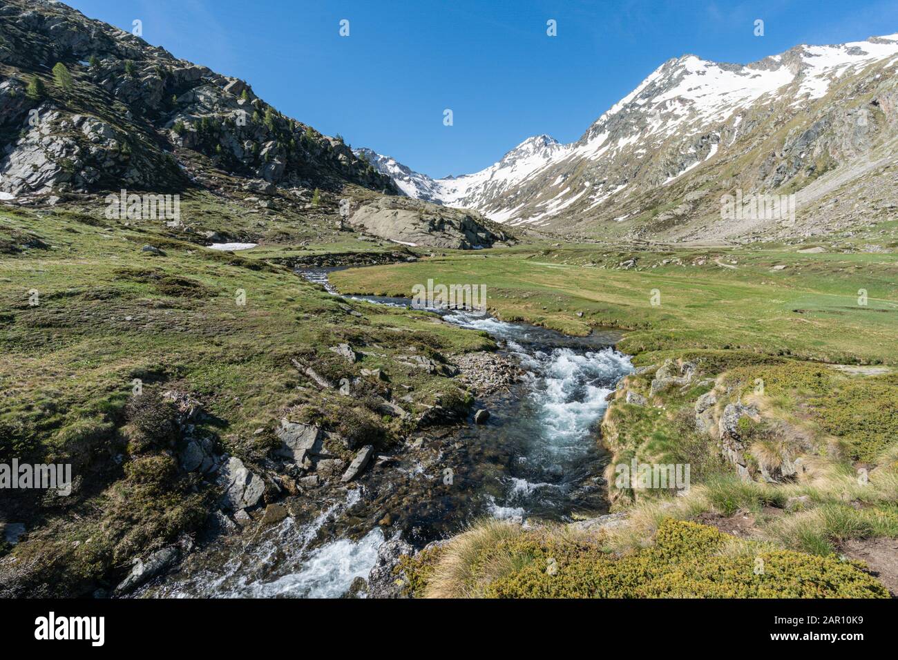 Alpine river and mountains, Cogne, Italian Alps Stock Photo - Alamy