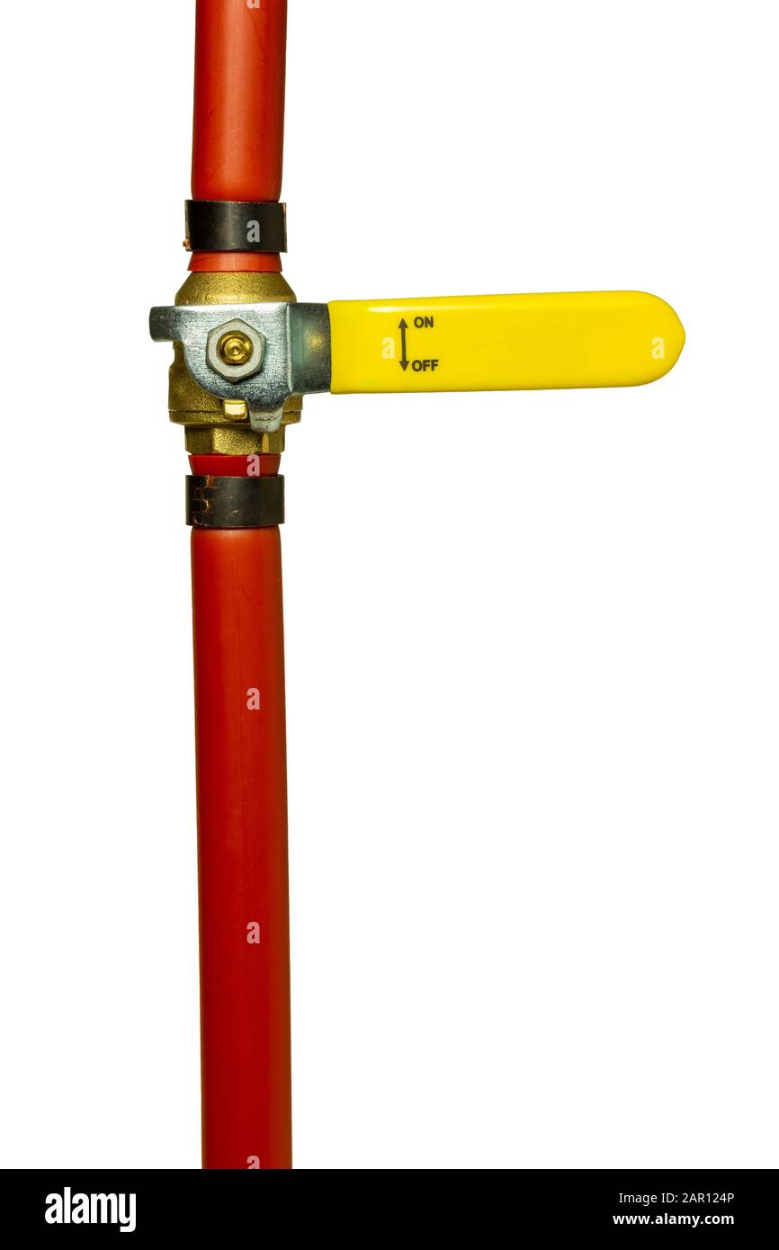 Shut Off Valve On Red Pex Pipe Stock Photo Alamy