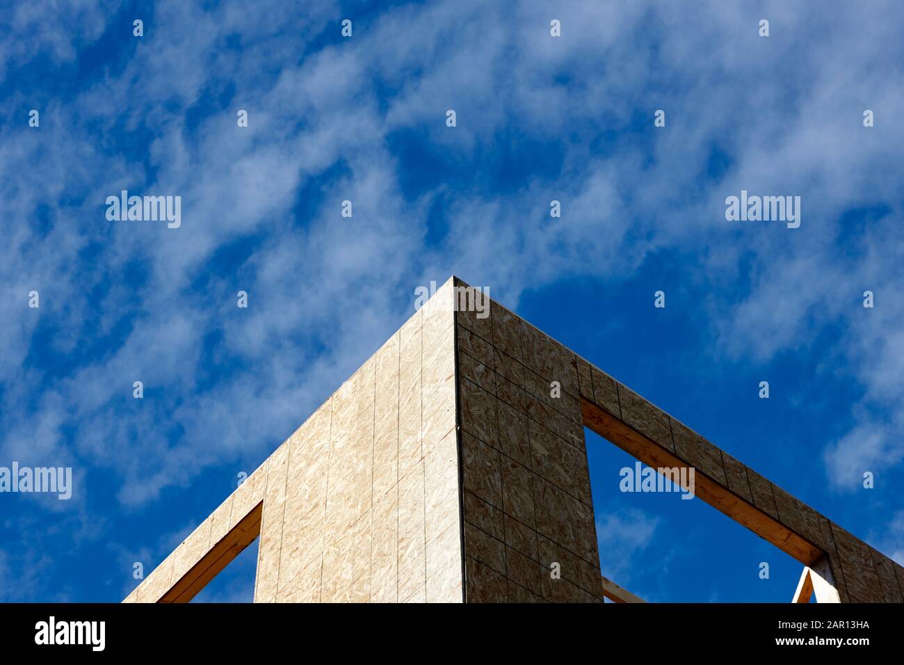 building corner of timber framed house in canada Stock Photo