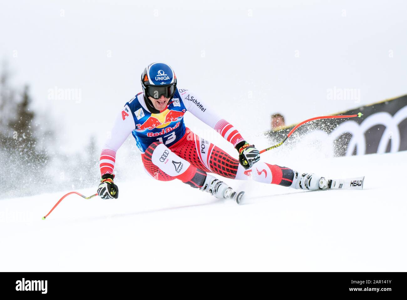 Kitzbuehel, Austria. 25th Jan 2020. Matthias Mayer of Austria at the Ski Alpin: 80. Hahnenkamm Race 2020 - Audi FIS Alpine Ski World Cup - Men's Downhill at the Streif on January 25, 2020 in Kitzbuehel, AUSTRIA. Stock Photo