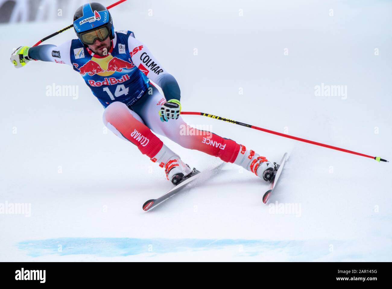 Kitzbuehel, Austria. 25th Jan 2020. Maxence Muzaton of France at the Ski Alpin: 80. Hahnenkamm Race 2020 - Audi FIS Alpine Ski World Cup - Men's Downhill at the Streif on January 25, 2020 in Kitzbuehel, AUSTRIA. Stock Photo