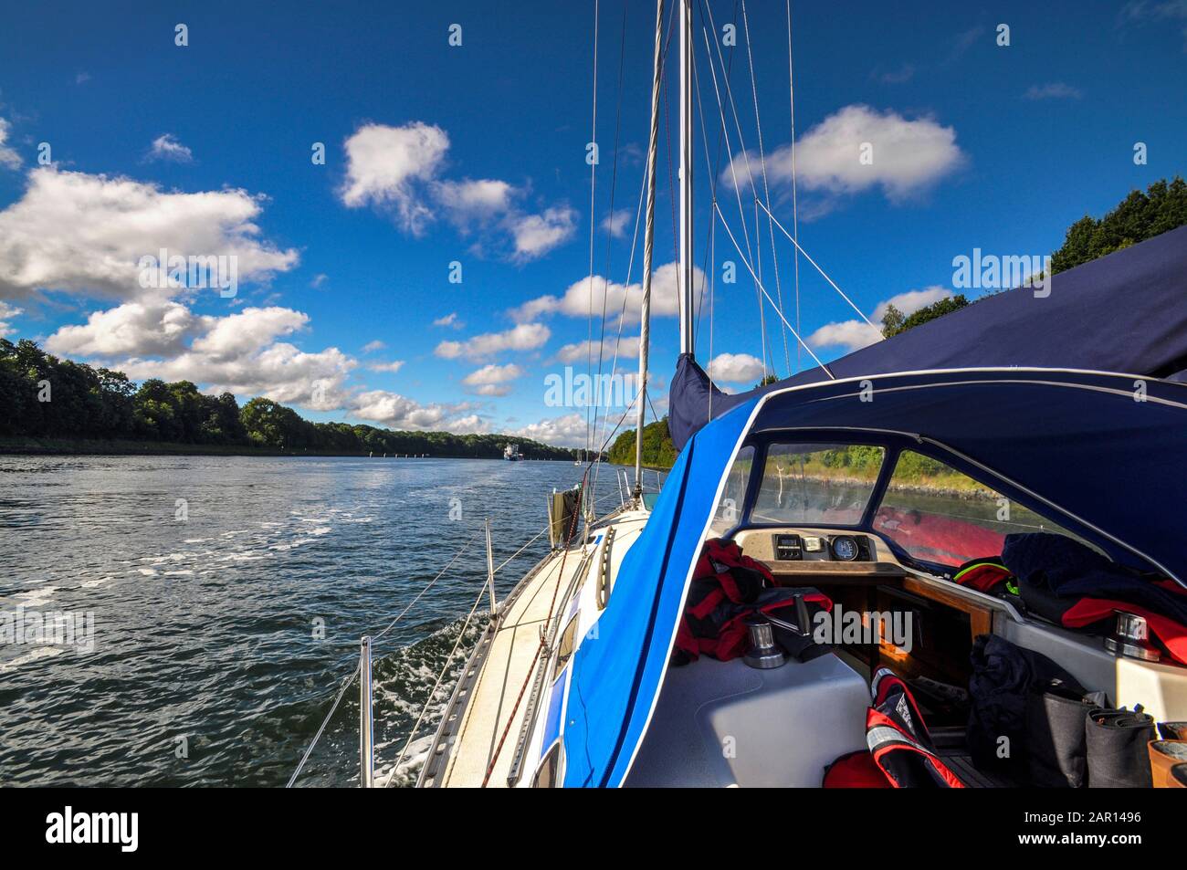 Sailing the Kiel Canal in september 2016 Stock Photo