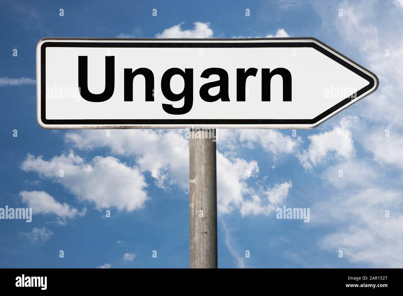 Detail photo of a signpost with the inscription Ungarn (Hungary), Europe Stock Photo