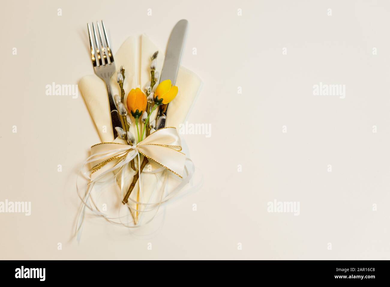 spring-like cutlery set Stock Photo
