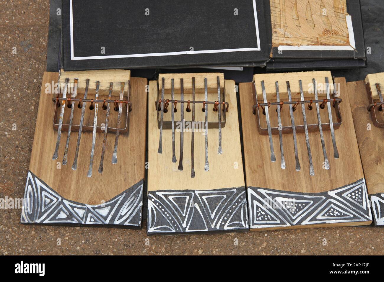 Three finger harps for sale at Blyde River Canyon, Mpumalanga, South Africa. Stock Photo
