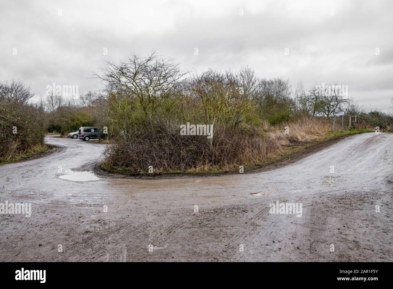 RSPB Otmoor Car park and main entrance from Beckley Oxfordshire UK