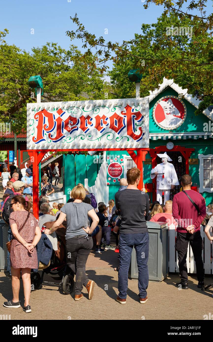 Pjerrot (Pierrot) at Dyrehavsbakken (Bakken) amusement park, Lyngby-Taarbæk Municipality, Denmark Stock Photo