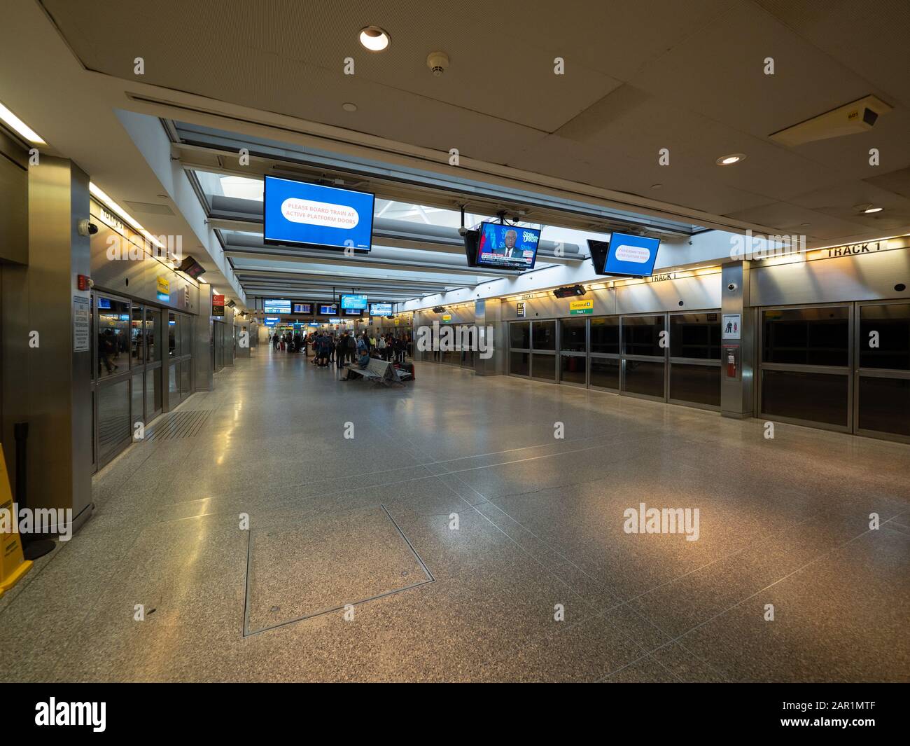 Terminal 4 Platform New York, USA - June 2, 2019: The platform at JFK airport terminal 4 ...