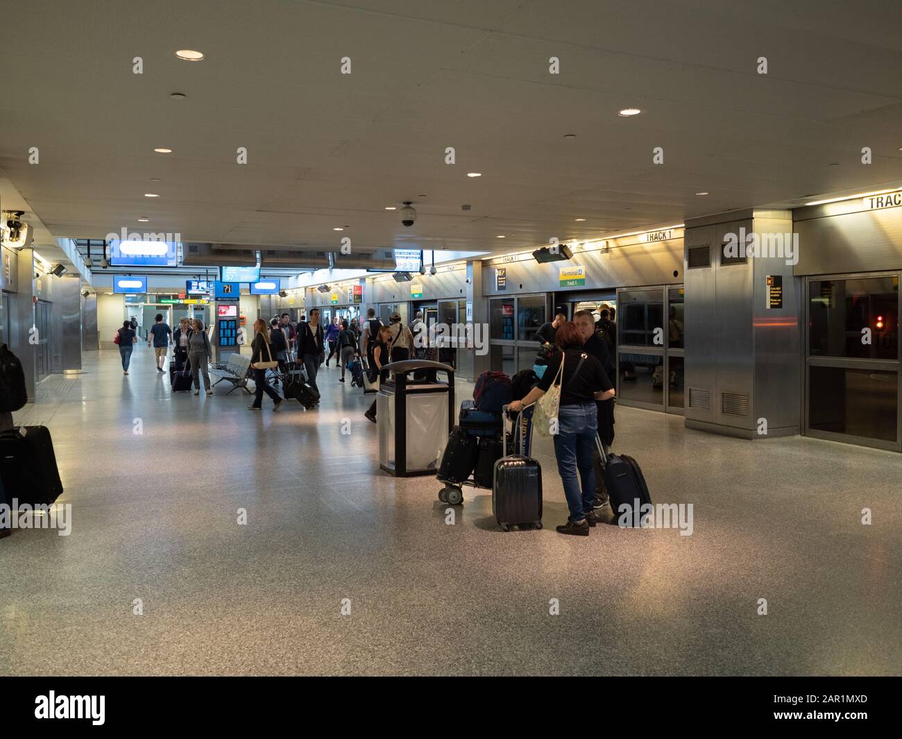 Terminal 4 Platform New York, USA - June 2, 2019: The platform at JFK airport terminal 4 ...