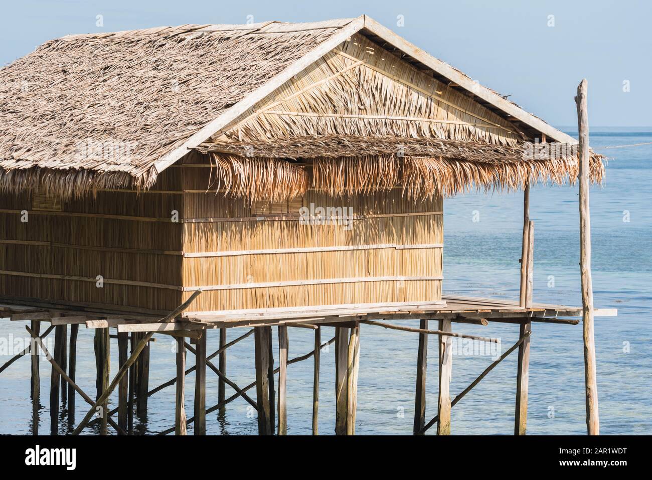 Beach huts at Pulau Friwin, Western Papua Stock Photo