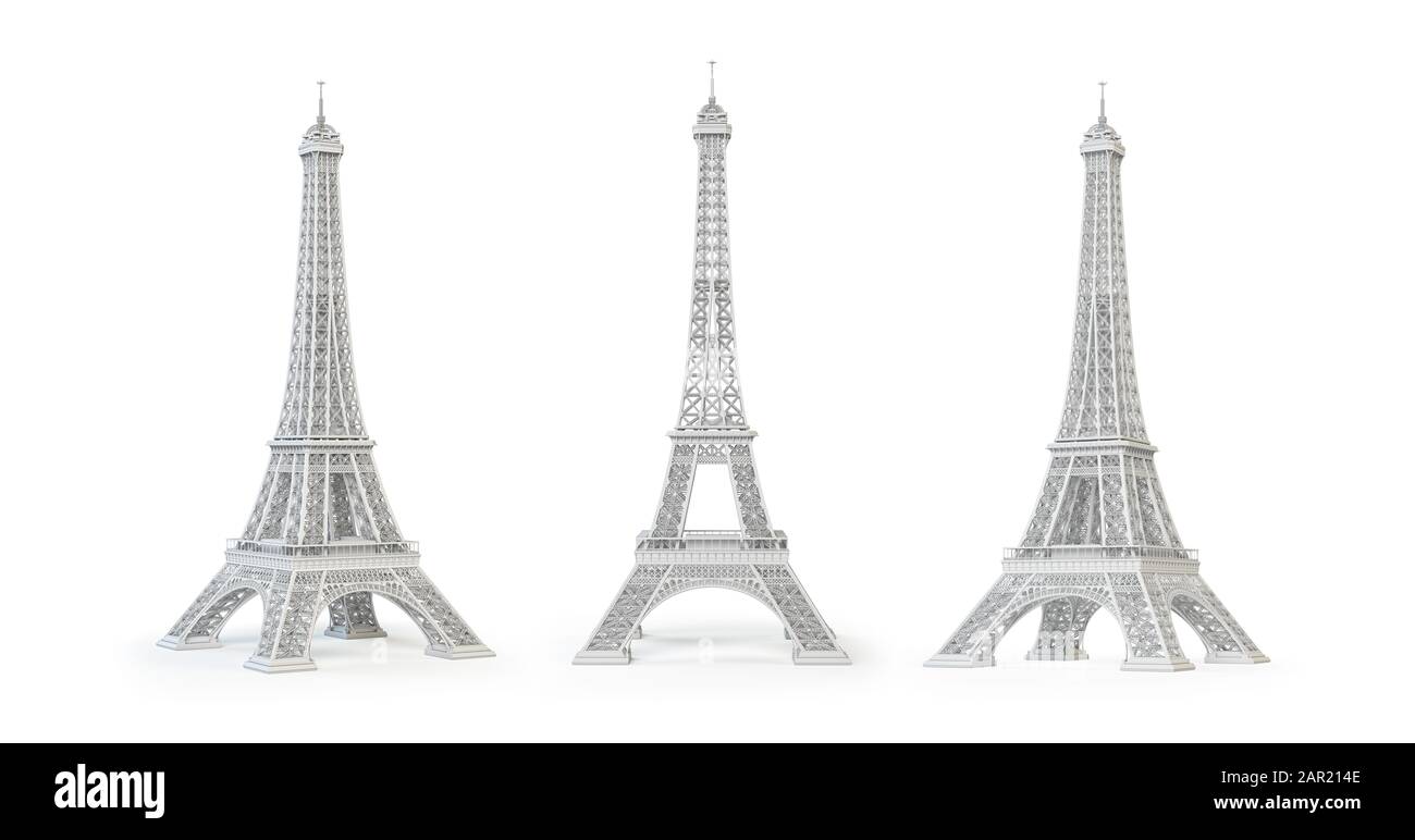 White Eiffel Tower isolated. 3d illustration Stock Photo - Alamy