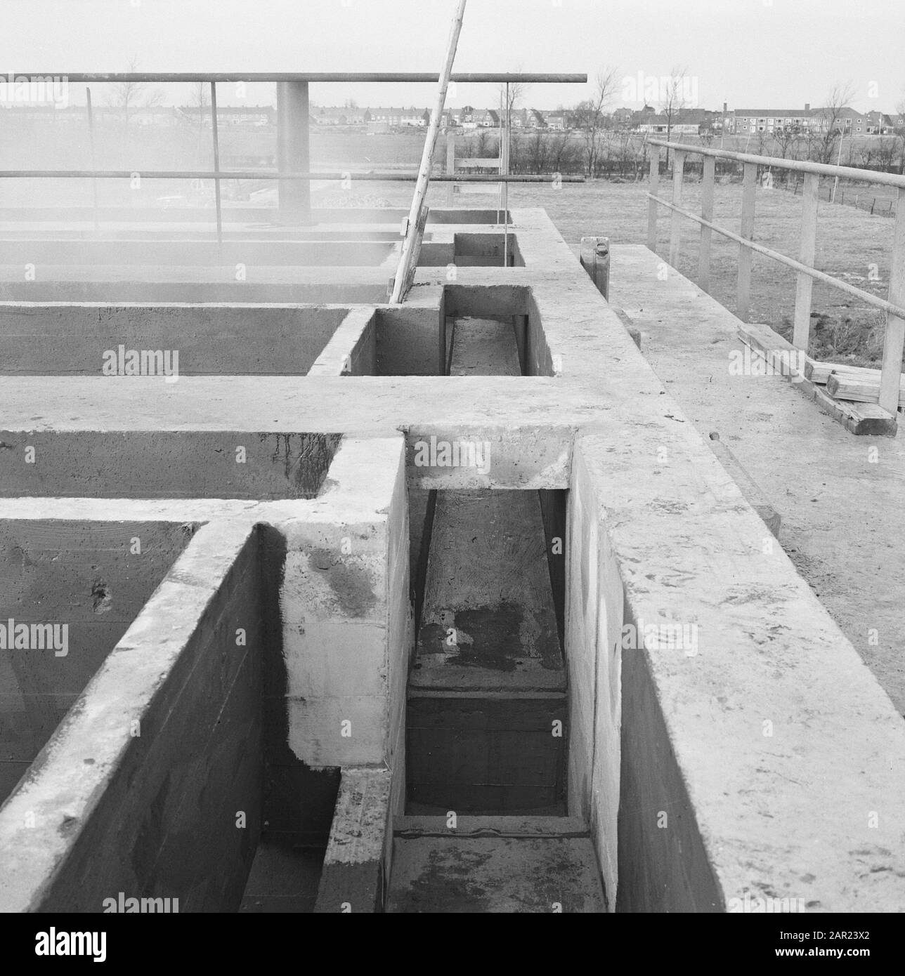 cleaning wastewater, treatment of urban waste, sewage treatment plants Date: 1965 Location: Den Oever Keywords: cleaning wastewater, sewage treatment plants, processing urban waste Stock Photo