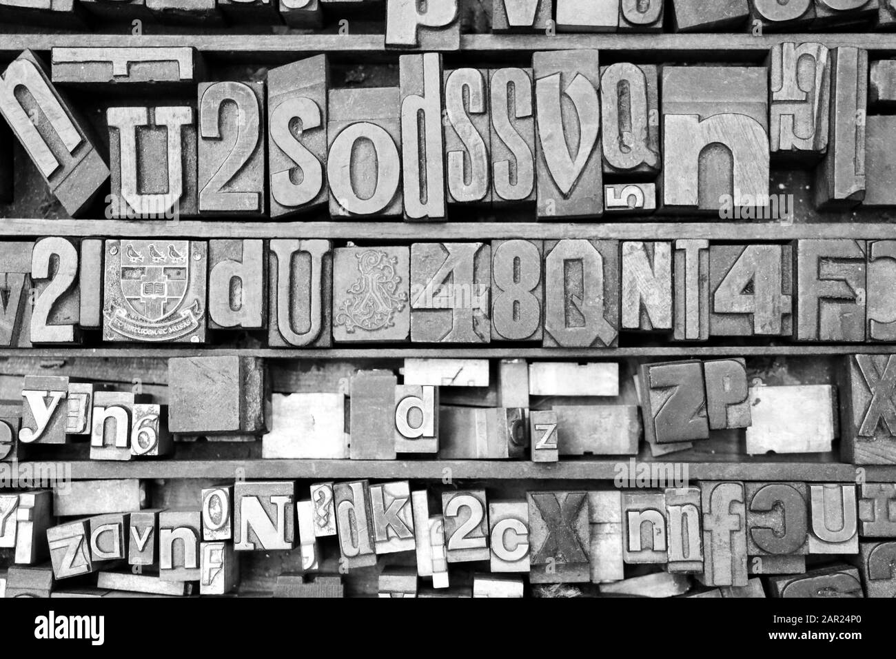 Printing block letters and numbers Stock Photo