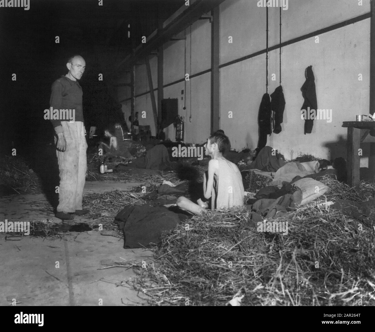 Hungarian Jews after removal from Nazi Concentration Camps to Facilities provided by U.S. Army, Austria, photograph by U.S. Army Signal Corps, May 1945 Stock Photo