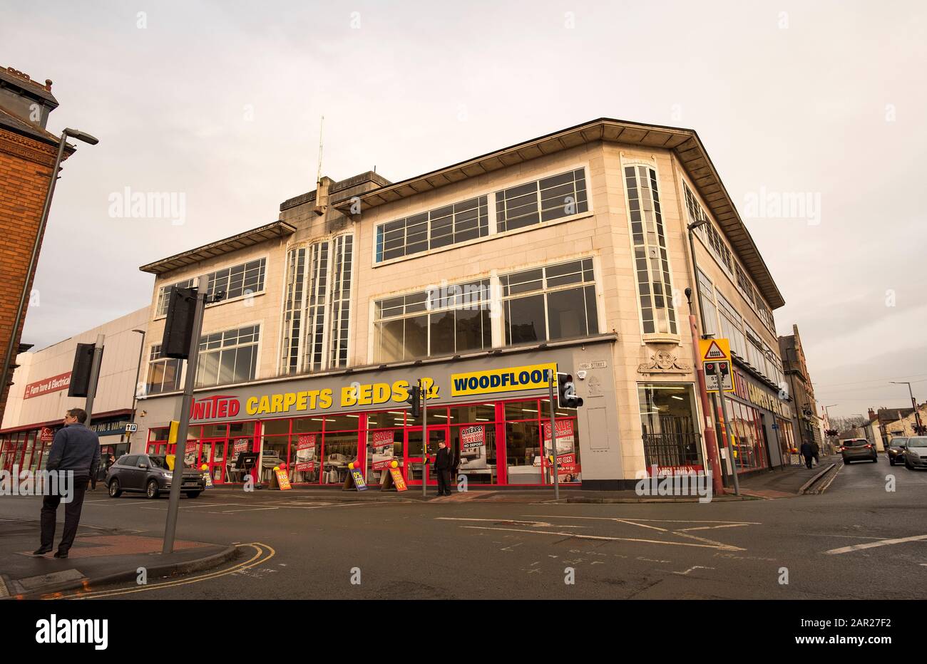 Old fashioned art deco department store building in Long Eaton