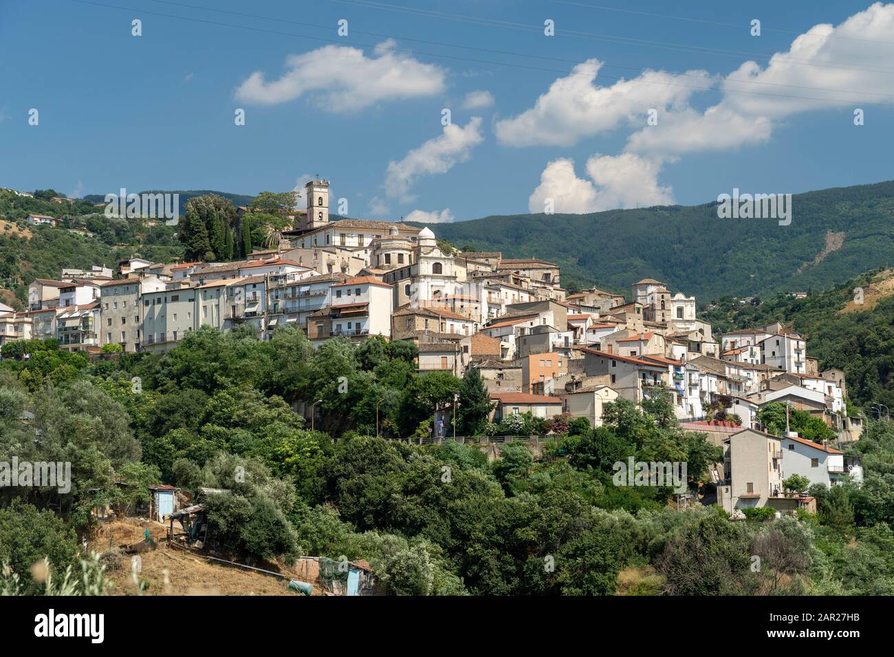 Luzzi, Cosenza, Calabria, Italy: panoramic view of the old village, in ...