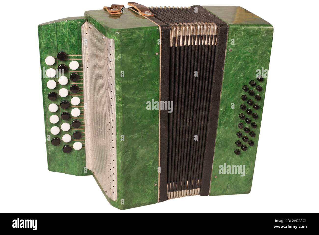 Small children retro bayan (accordion). Folk musical instrument. Isolated  on white background Stock Photo - Alamy